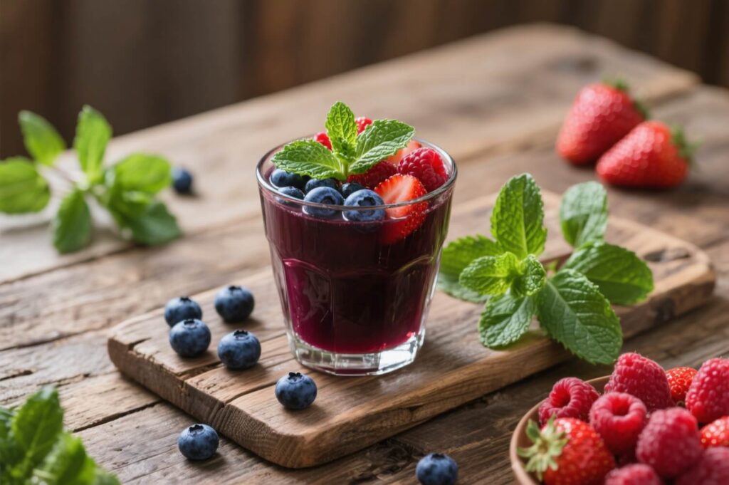 vibrant juice shots made of berries