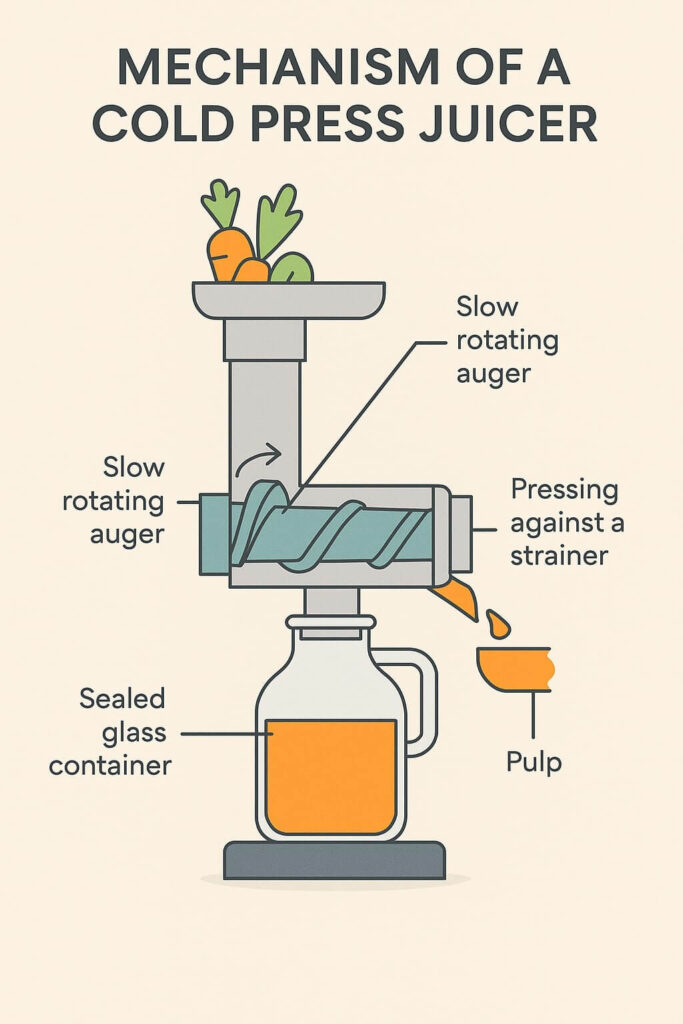 Flow diagram of the Mechanism of a Cold Press Juicer