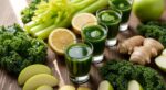 green healthy juice shots