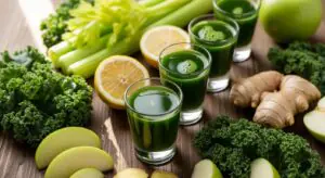 green healthy juice shots